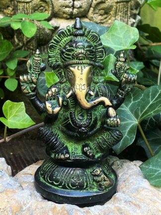 Ganesha Messing Figur bemalt