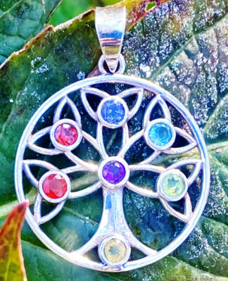 Chakra Lebensbaum Silber Anhänger