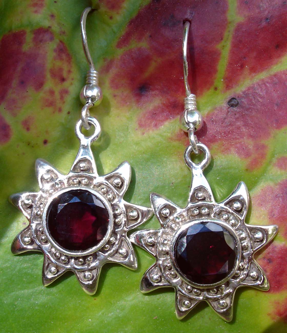 Silber Ohrringe mit Granat - Ganesha Online Shop