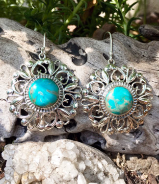 Silber Ohrringe mit Türkis Steinen im Ganesha Online Shop kaufen