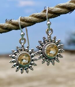 Silber Ohrringe mit Citrin