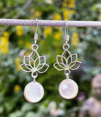 Lotusblüte Silber Ohrringe mit weißem Perlmutt