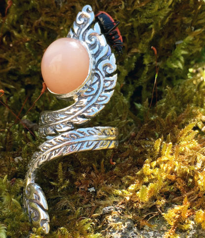 Silberring mit Pink Moonstone