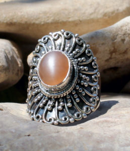 Silberring mit Pink Moonstone - Online Shop