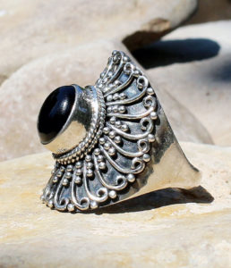 Silberring mit Onyx Stein - Ganesha Online Shop