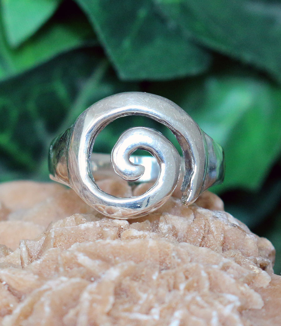 Wundervoller 925 Sterling Silber Ring Designer Spirale Schnörkel Kreis Spule Top 
