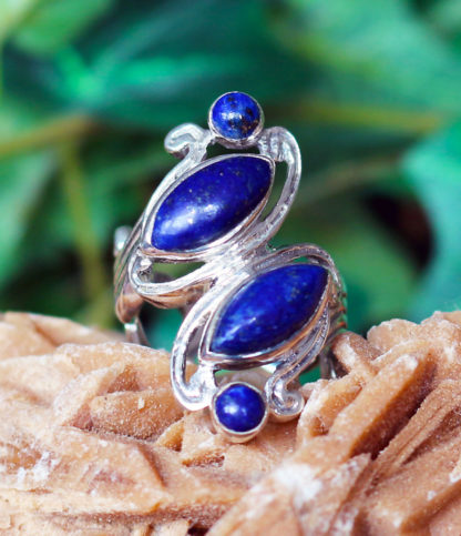 Silberring mit Lapislazuli und Pyrit im Ganesha Online Shop