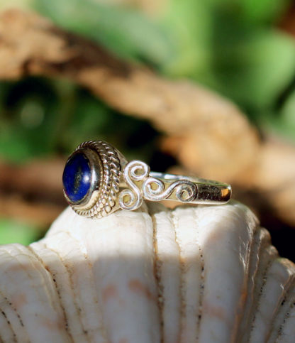 Silberring mit Lapislazuli und Pyrit